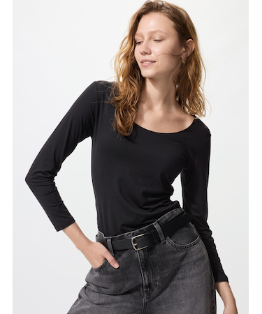 ヒートテックUネックT/8分袖