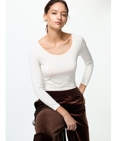 ヒートテックUネックT/8分袖