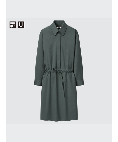 ドローストリングシャツワンピース（長袖）