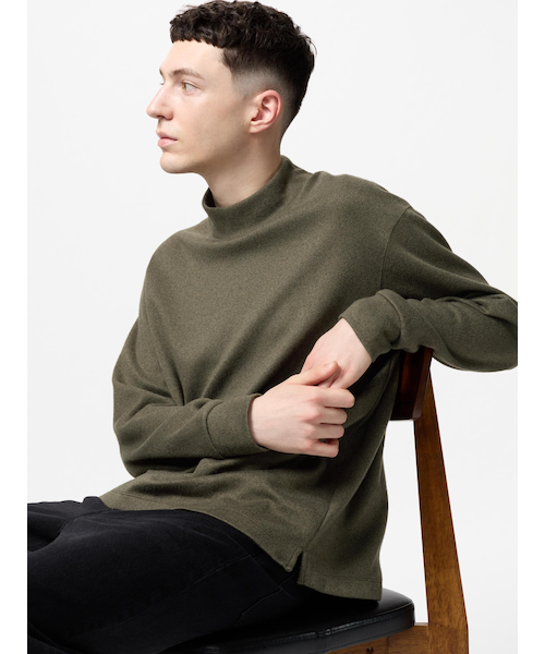 ソフトニットフリースモックネックT（長袖）　Mサイズ ユニクロ公式 | ソフトニットフリースモックネックT（長袖）