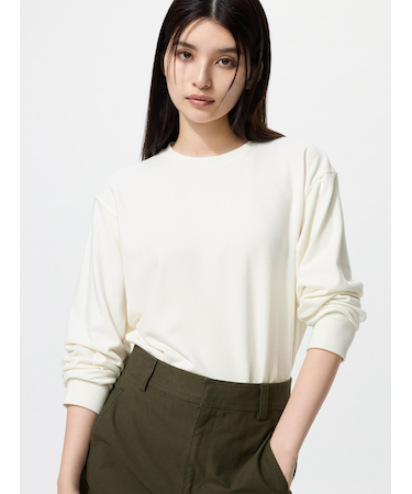 ソフトニットフリースクルーネックT