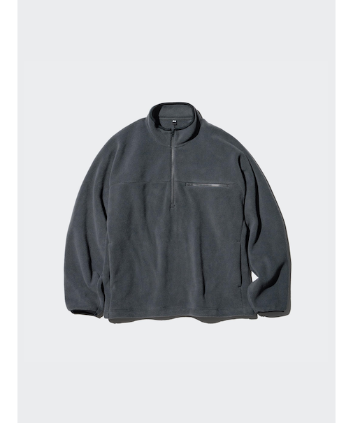 フリースオーバーサイズハーフジッププルオーバー