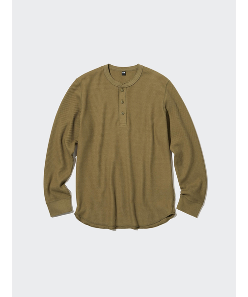ワッフルヘンリーネックTシャツ（長袖）