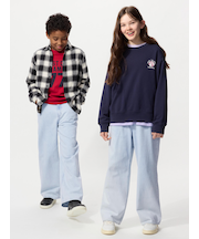 ワイドフィットストレートジーンズ/ファスナー付