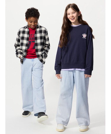 ワイドフィットストレートジーンズ/ファスナー付