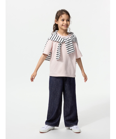 ワイドフィットストレートジーンズ/ファスナー付