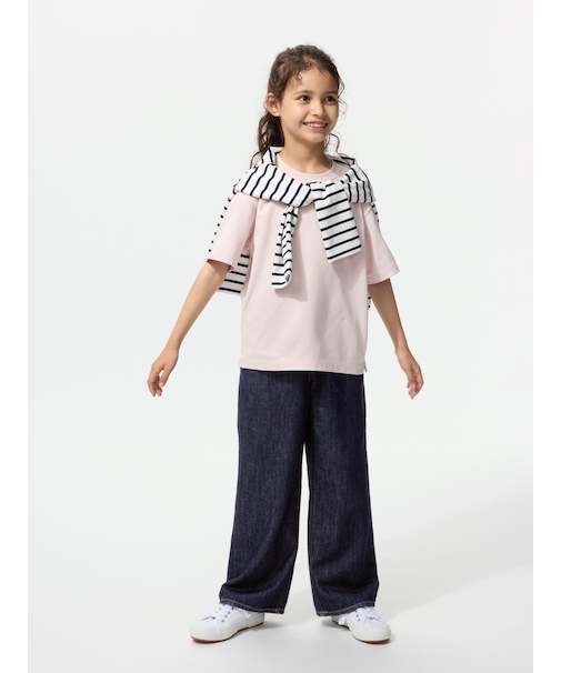 ワイドフィットストレートジーンズ/ファスナー付