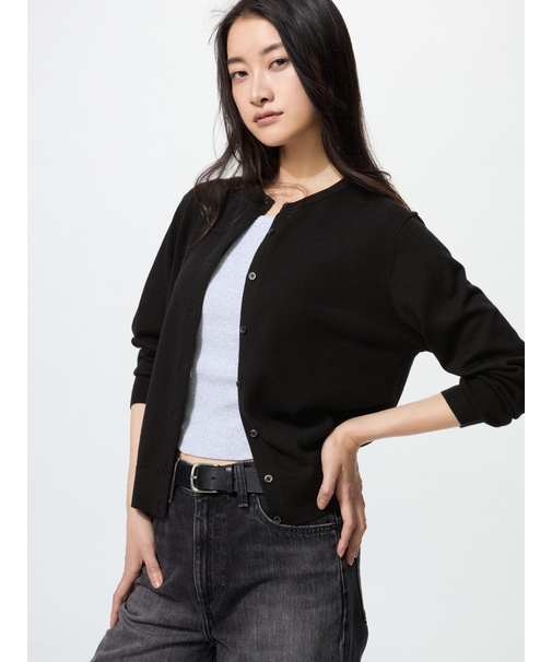 メリノクルーネックカーディガン