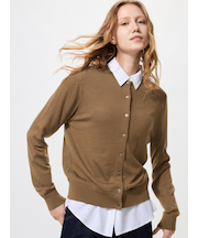 メリノクルーネックカーディガン