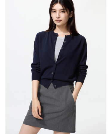 メリノクルーネックカーディガン