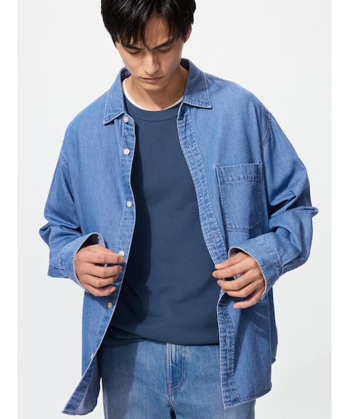 phigvel ブルオーバーシャツ　oldjoe デニム　パンツ オーバーサイズ バンドカラー デニムシャツ（シャツ/ブラウス