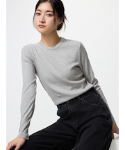 ソフトリブクルーネックT/長袖