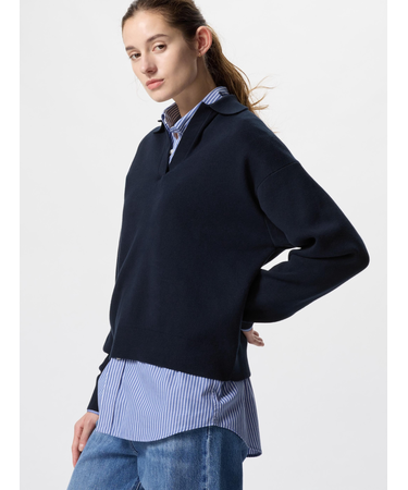 スムースコットンリラックスポロセーター