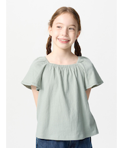 GIRLS ギャザーフレアスリーブTシャツ