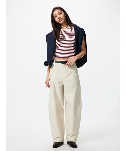 UNIQLOジャージーバレルレッグパンツ2枚セット白黒 S 標準丈 ジャージーバレルレッグパンツ｜ユニクロの通販｜&mall（アンドモール