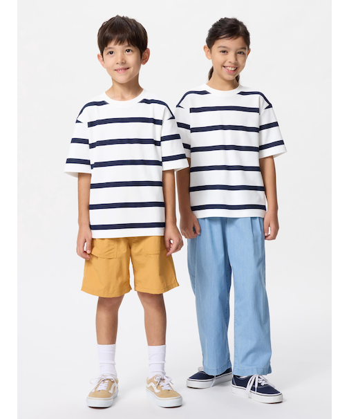 エアリズムコットンボーダークルーネックTシャツ