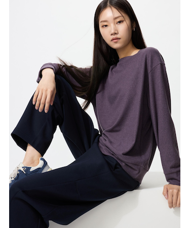 ソフトニットフリースクルーネックT