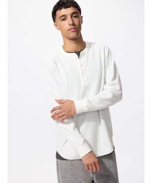 ワッフルヘンリーネックTシャツ/長袖