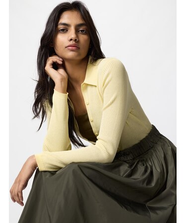 リブポロカーディガン