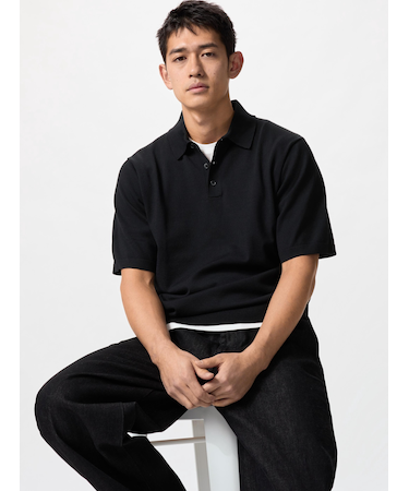 ウォッシャブルニットポロセーター半袖