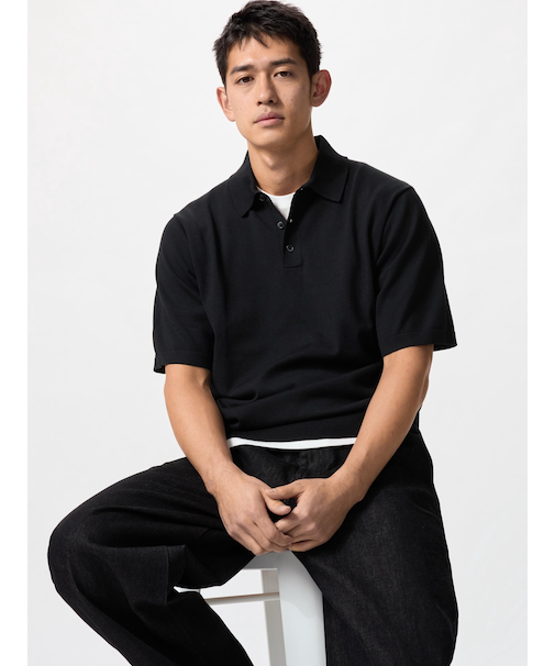 ウォッシャブルニットポロセーター半袖