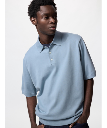 ウォッシャブルニットポロセーター半袖