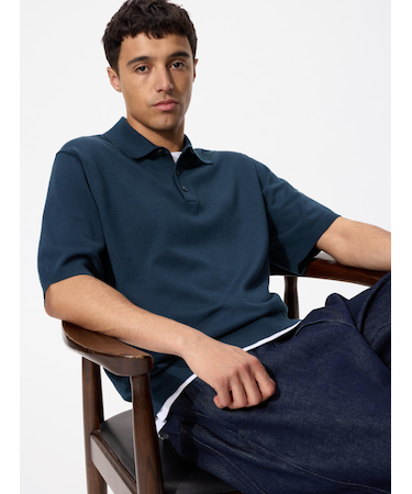 ウォッシャブルニットポロセーター半袖