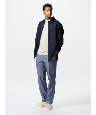 リネンブレンドイージーパンツ/ストライプ