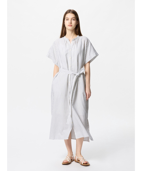 フレンチアンティーク/リネン半袖ワンピース/--/リネン/WHT リネン