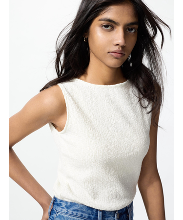 シャーリングボートネックTノースリーブ