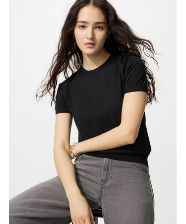 UVカットクルーネックセーター半袖