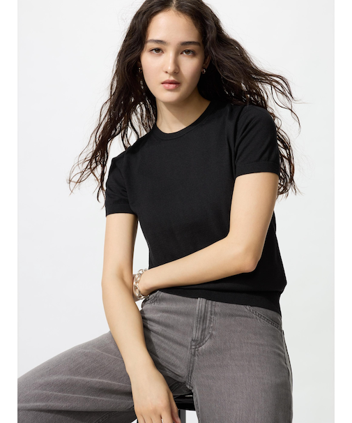 UVカットクルーネックセーター半袖