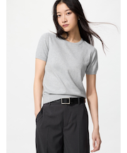 UVカットクルーネックセーター半袖