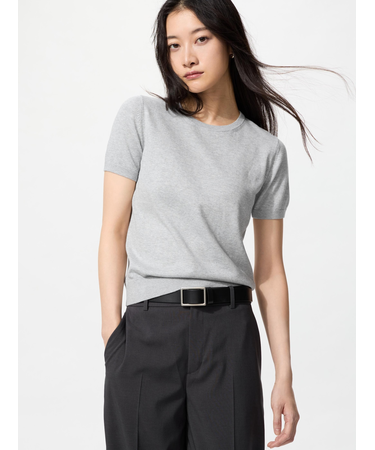 UVカットクルーネックセーター半袖