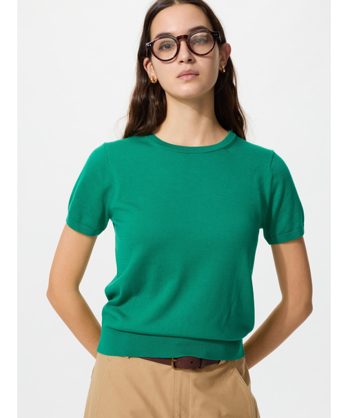 UVカットクルーネックセーター半袖