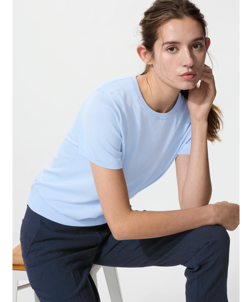 UVカットクルーネックセーター半袖