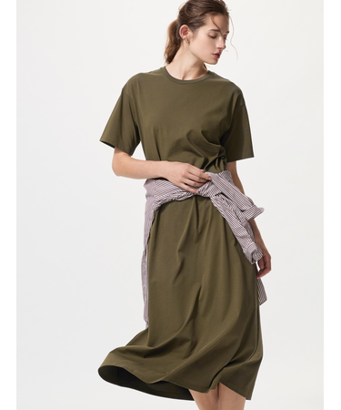 エアリズムコットンTワンピース/半袖/丈長め