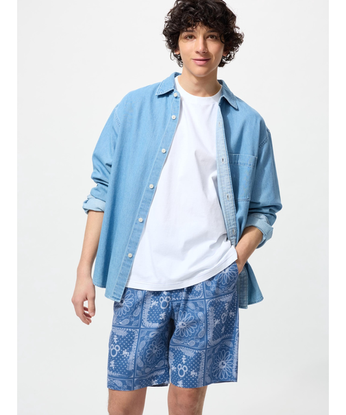 ディズニー イン ブルー リネンブレンドイージーショーツ