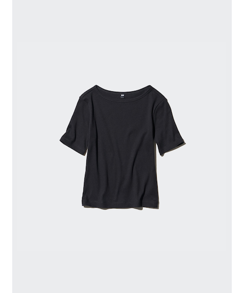 リブボートネックT/5分袖｜ユニクロの通販｜&mall（アンドモール）三井