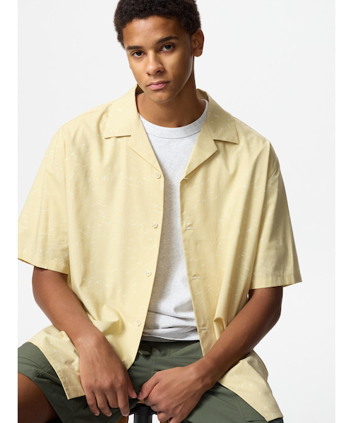 50s スリーピングシャツ オープンカラー Long Sleeve Open Color Shirt/'50sスタイル霜降りオープン