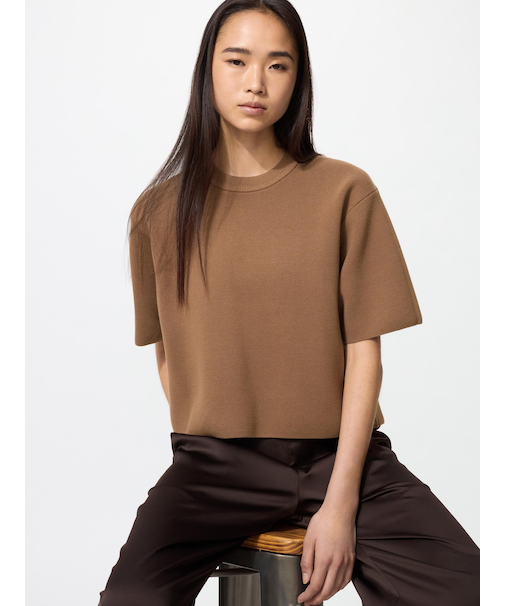 ウォッシャブルミラノリブセーター/半袖