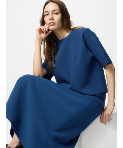 【新品未使用】ミラノリブ半袖JK ユニクロ公式 | ウォッシャブルミラノリブセーター/半袖