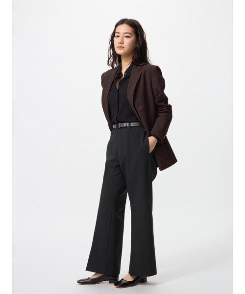 か*新様 UNIQLO スマートフレアパンツ/丈短め　black ２枚セット スマートフレアパンツ/丈短め｜ユニクロの通販｜&mall（アンドモール