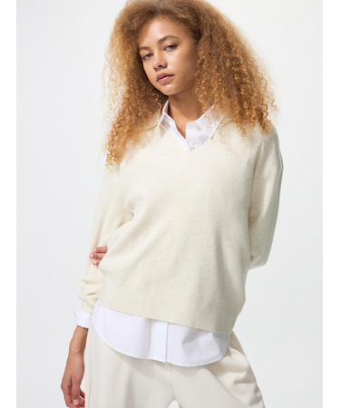 ウォッシャブルニットリブポロセーター