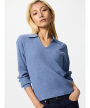 ウォッシャブルニットリブポロセーター