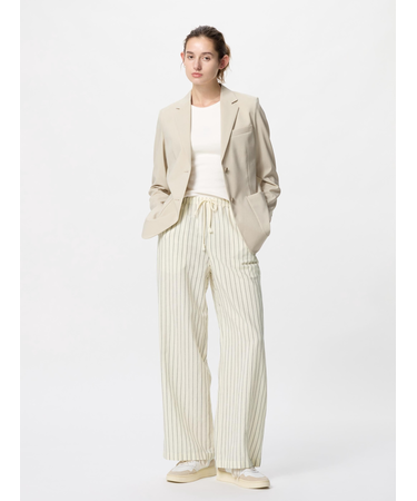 リネンブレンドイージーパンツ丈長め