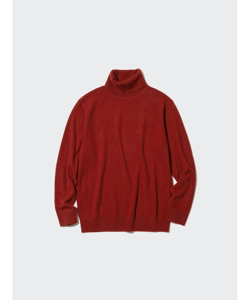 UNIQLO - かきのたねすけさま専用  ユニクロ カシミヤ タートルネック セーター 赤 Ｌ UNIQLO - かきのたねすけさま専用 ユニクロ カシミヤ
