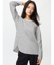 ソフトコットンラウンドヘムT/長袖/ボーダー