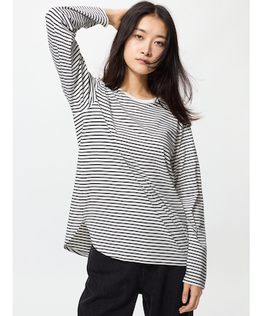 ソフトコットンラウンドヘムT/長袖/ボーダー