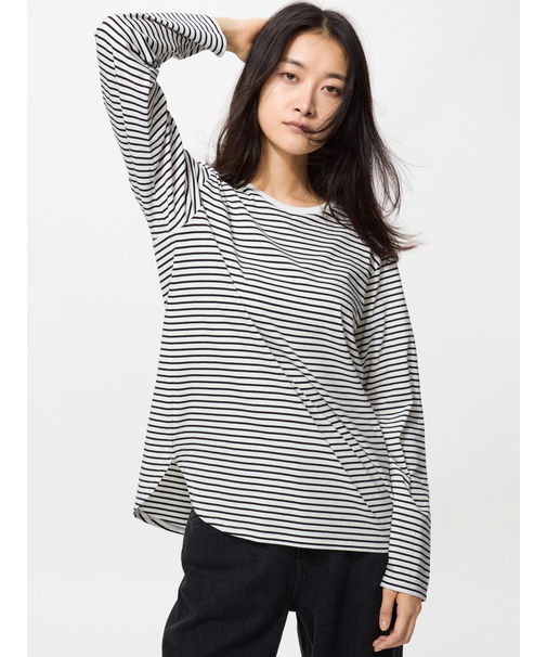 ソフトコットンラウンドヘムT/長袖/ボーダー